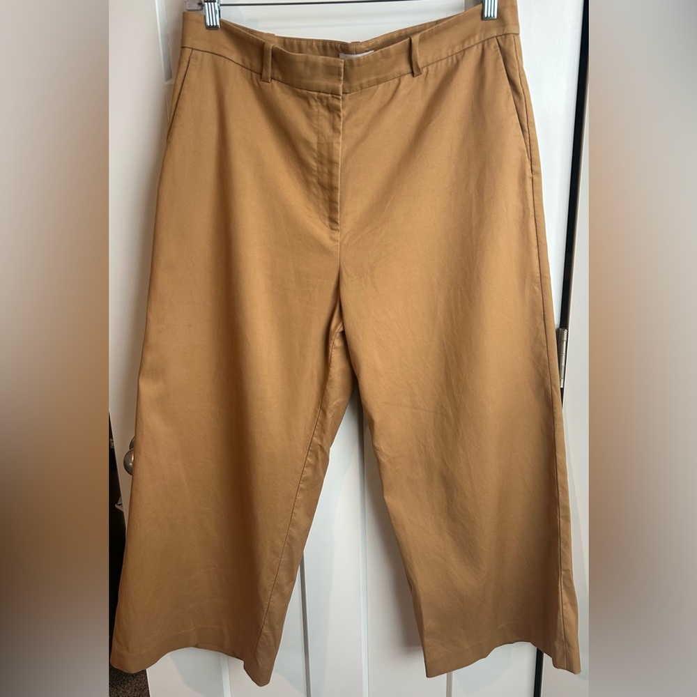 Rebecca Taylor size 16 Tan Wide leg Chino Pants Office Work Classic minimalist